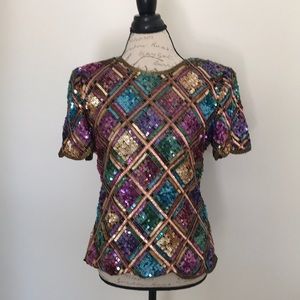 ❤️ Vintage Laurence Kazar New York Sequin Top